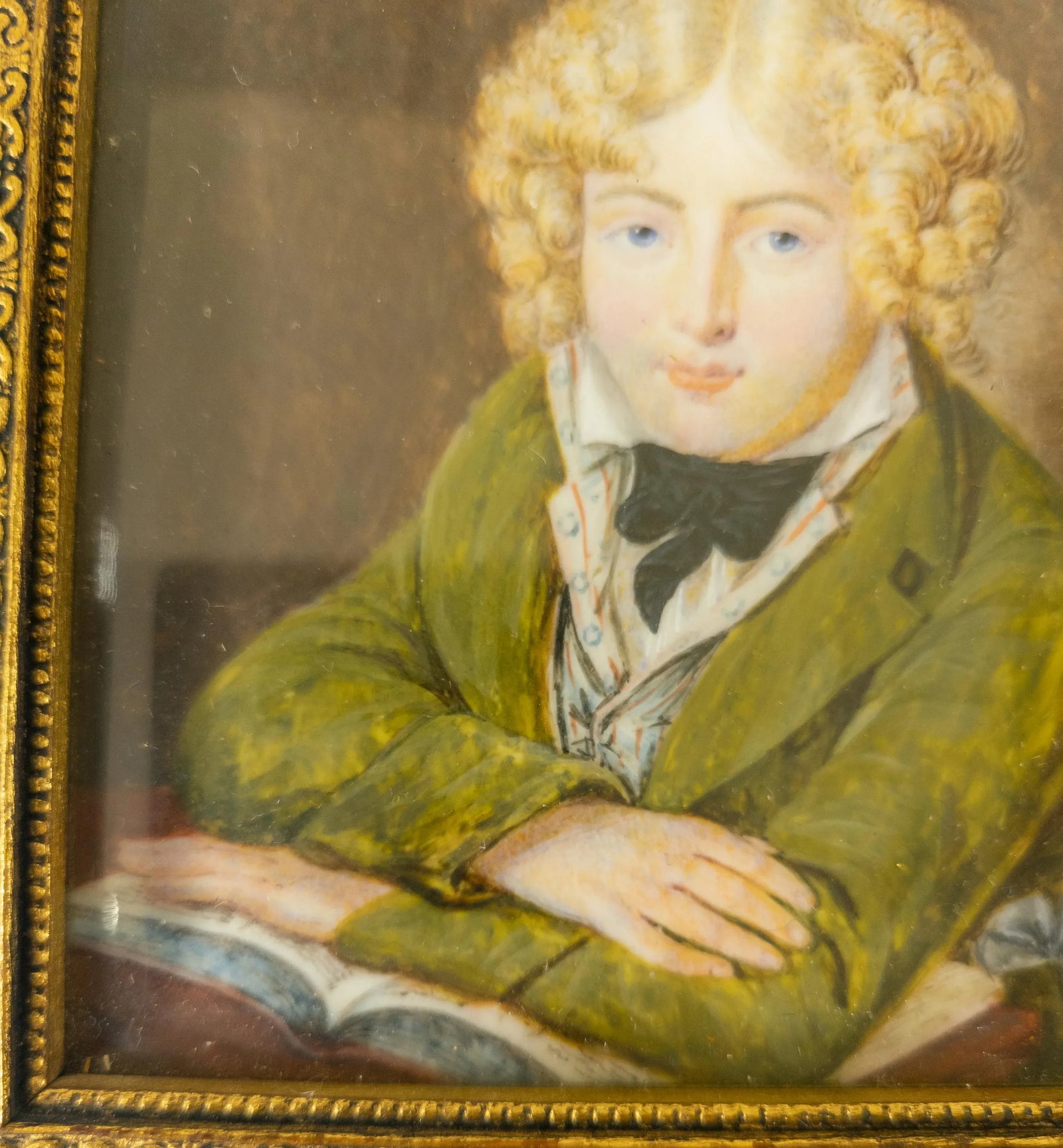 19th Century French Miniature Watercolor Portrait Painting of a Boy After Daniel Saint - 7