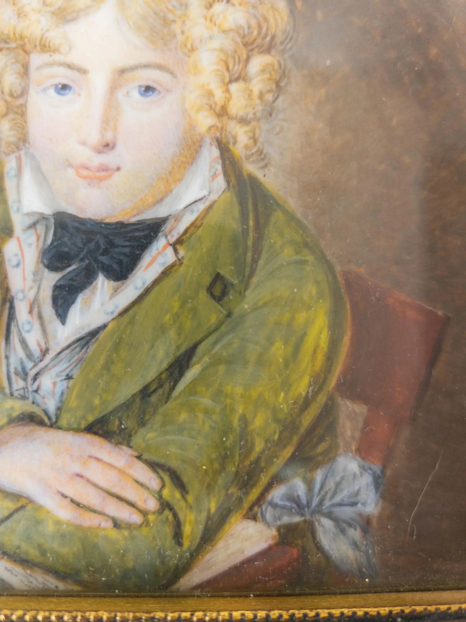 19th Century French Miniature Watercolor Portrait Painting of a Boy After Daniel Saint - 9