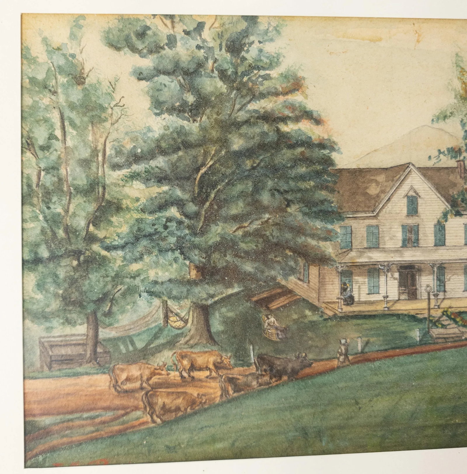 19th or 20th Century American Farmhouse Watercolor Rustic Folk Art Painting - 3