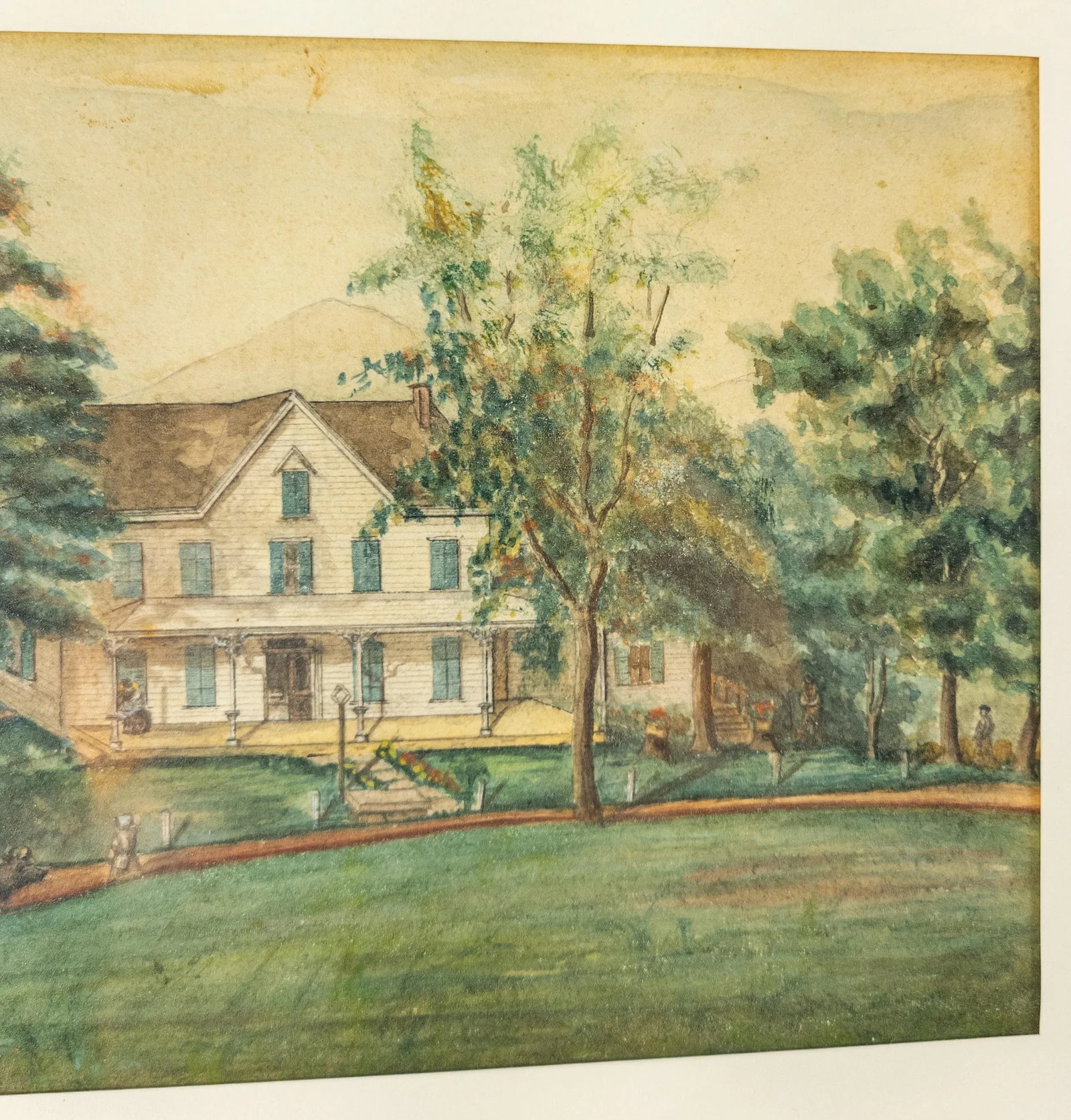 19th or 20th Century American Farmhouse Watercolor Rustic Folk Art Painting - 4