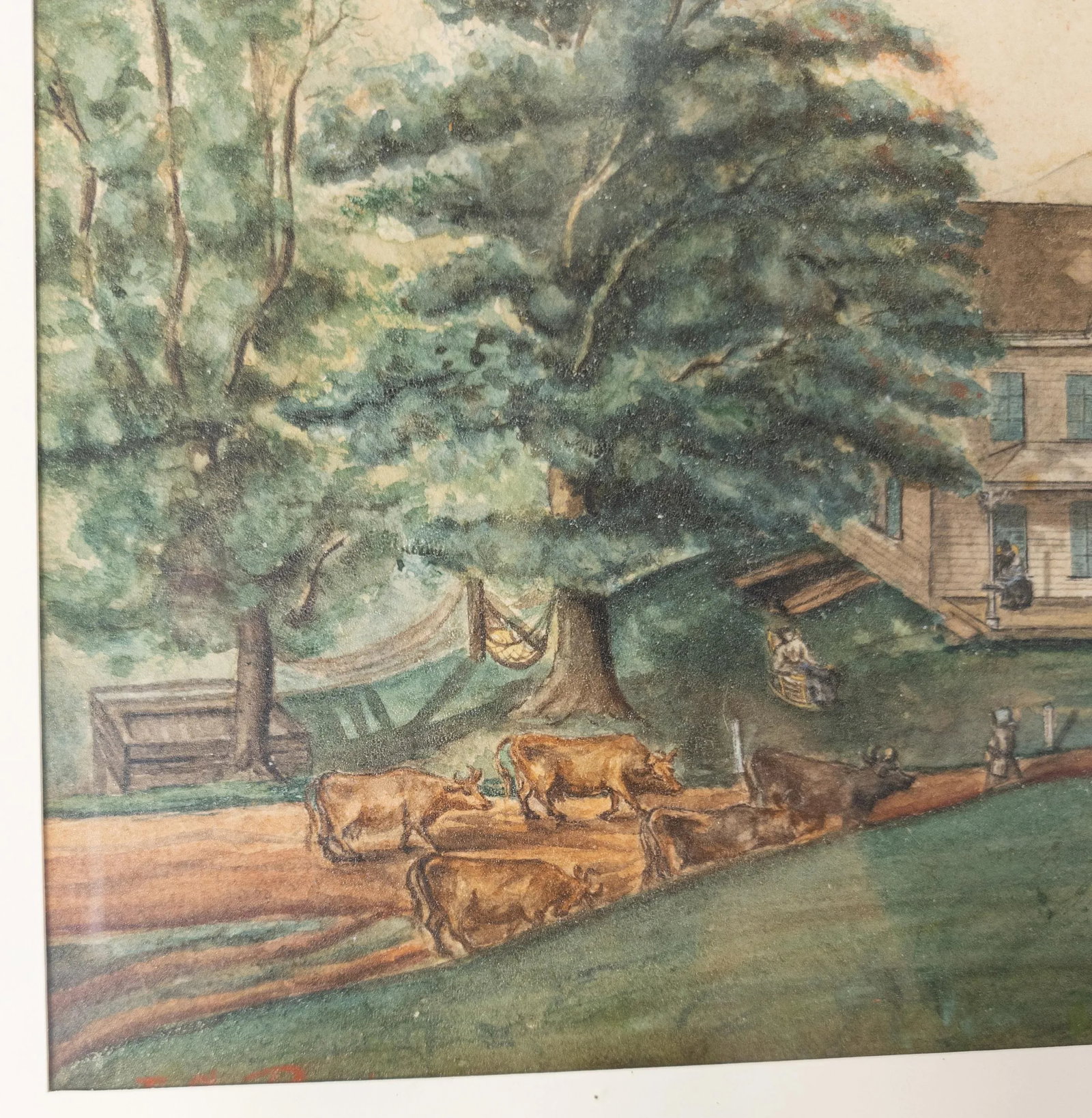 19th or 20th Century American Farmhouse Watercolor Rustic Folk Art Painting - 5