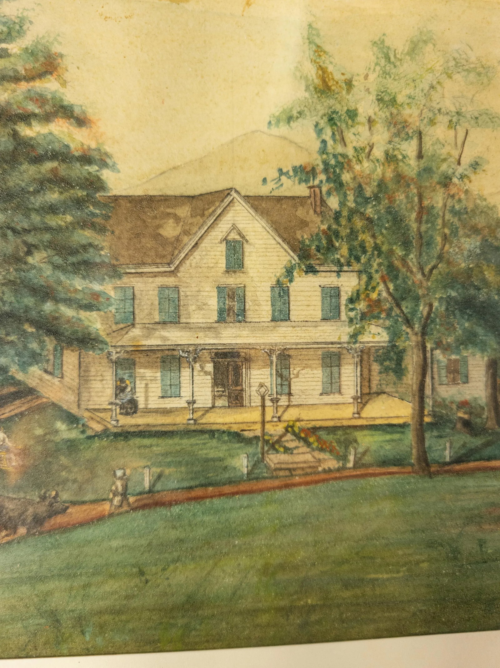 19th or 20th Century American Farmhouse Watercolor Rustic Folk Art Painting - 6