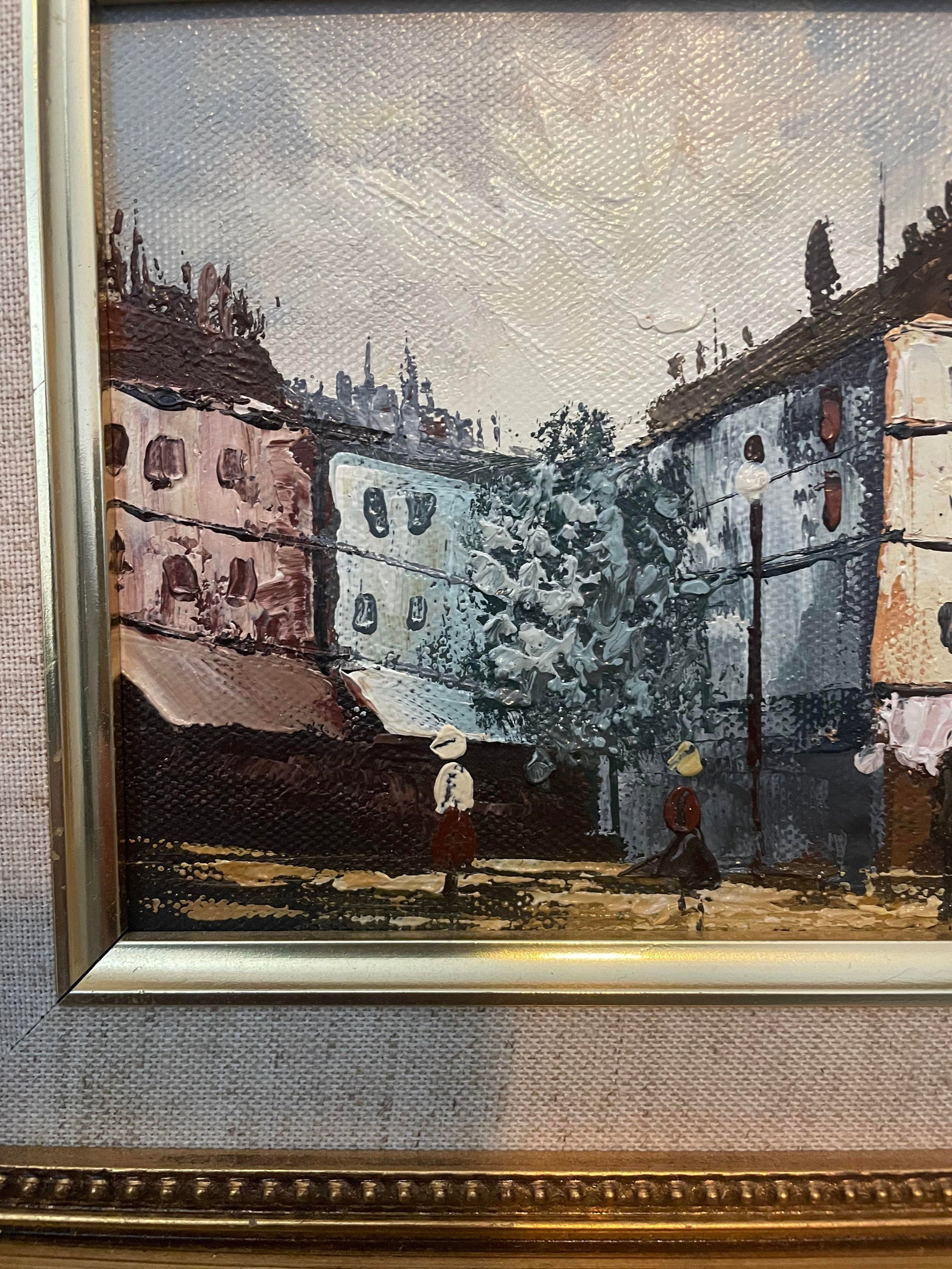 Mid 20th Century European Street Scene Original Framed Painting - 2