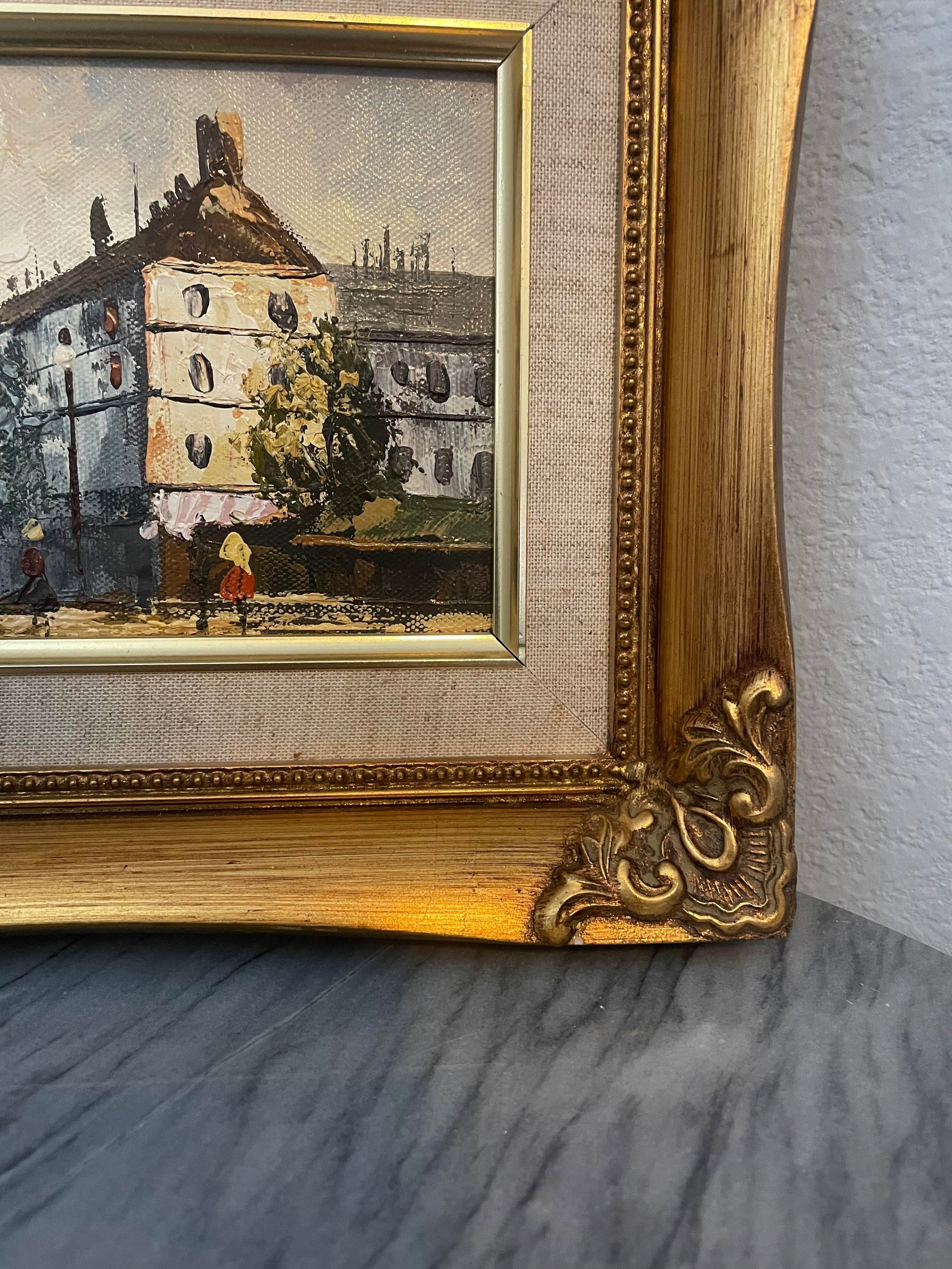 Mid 20th Century European Street Scene Original Framed Painting - 3