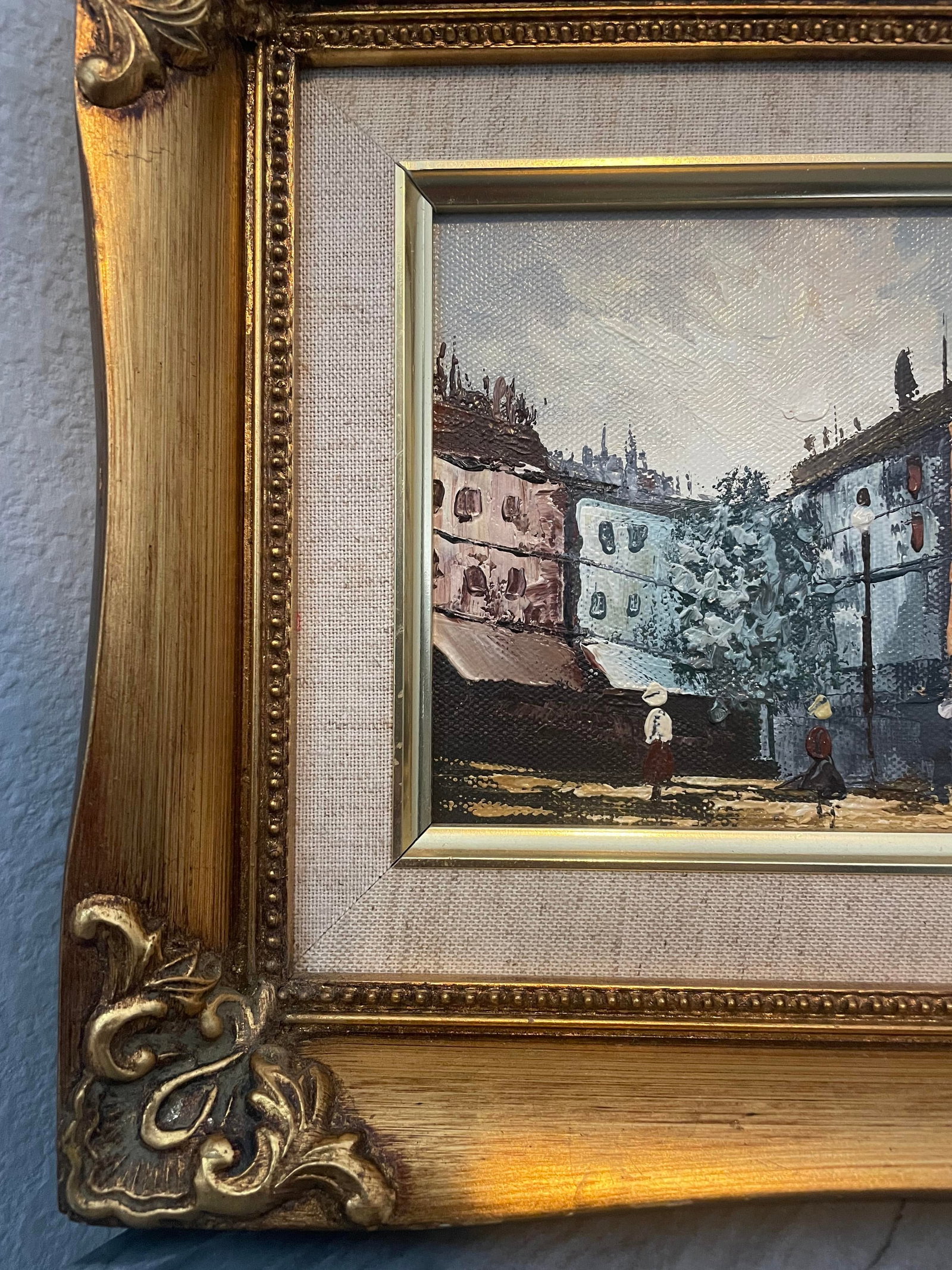 Mid 20th Century European Street Scene Original Framed Painting - 4