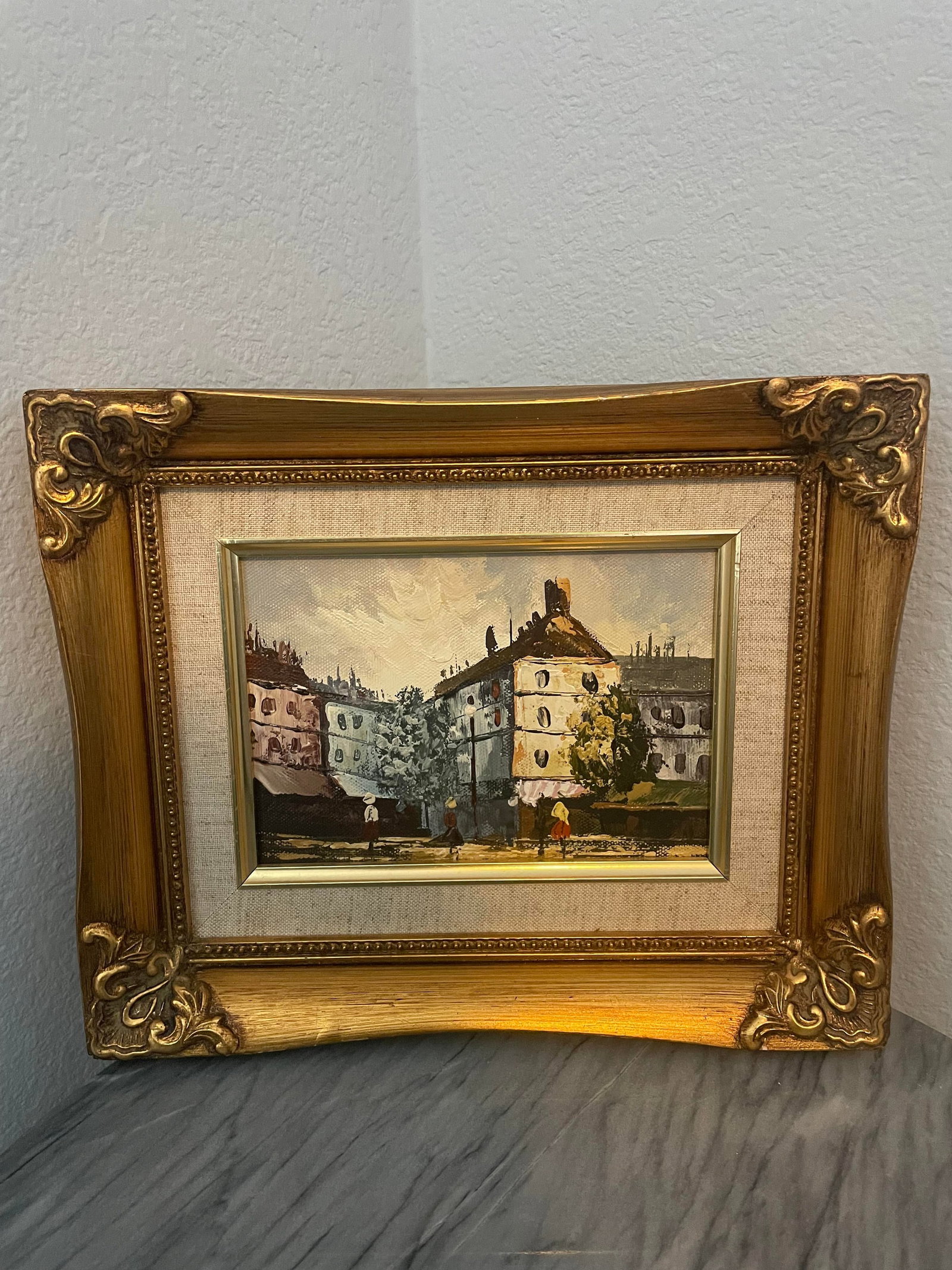 Mid 20th Century European Street Scene Original Framed Painting - 6