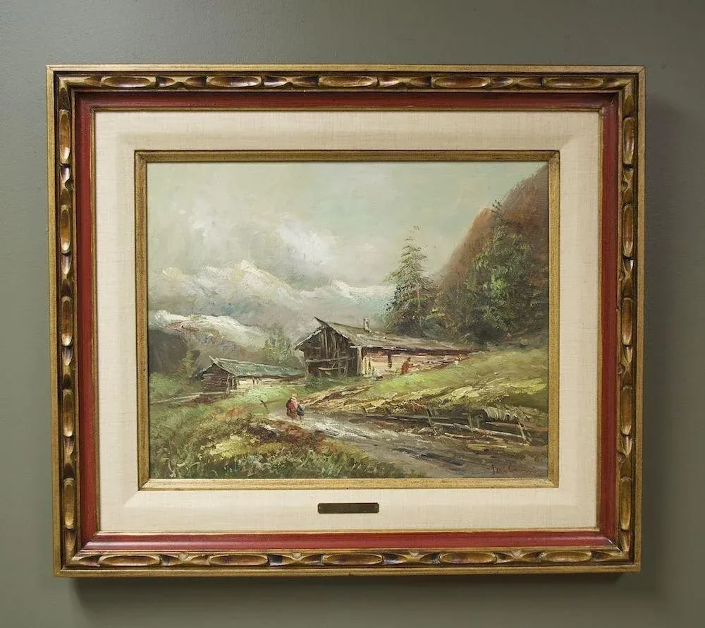 Follini Oil Painting W/Linen Mat Border - 2