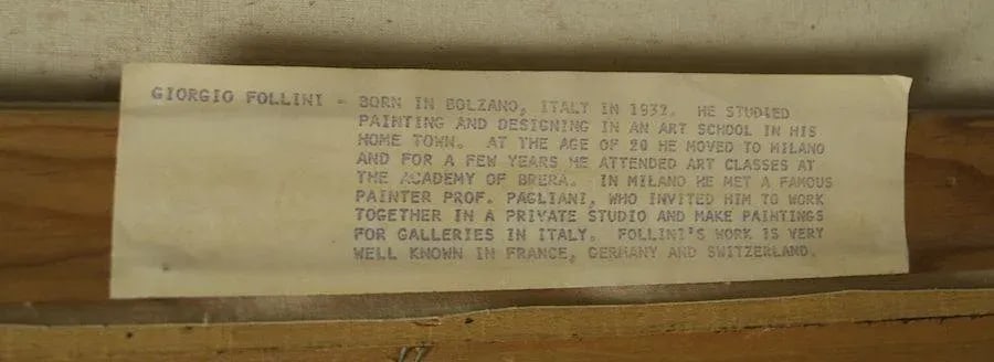 Follini Oil Painting W/Linen Mat Border - 9