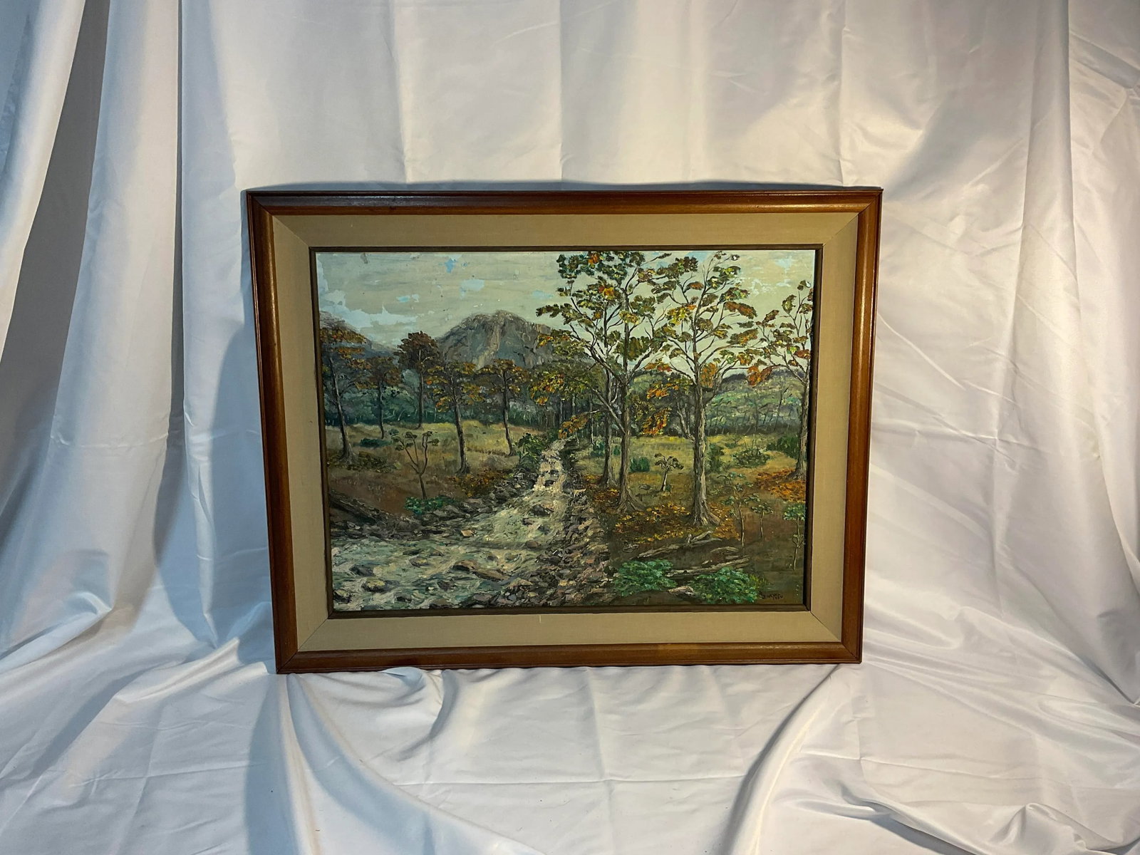 1960s Impressionist Landscape Oil Painting "Imaginary Mountain Woods" by Jenkins - 3