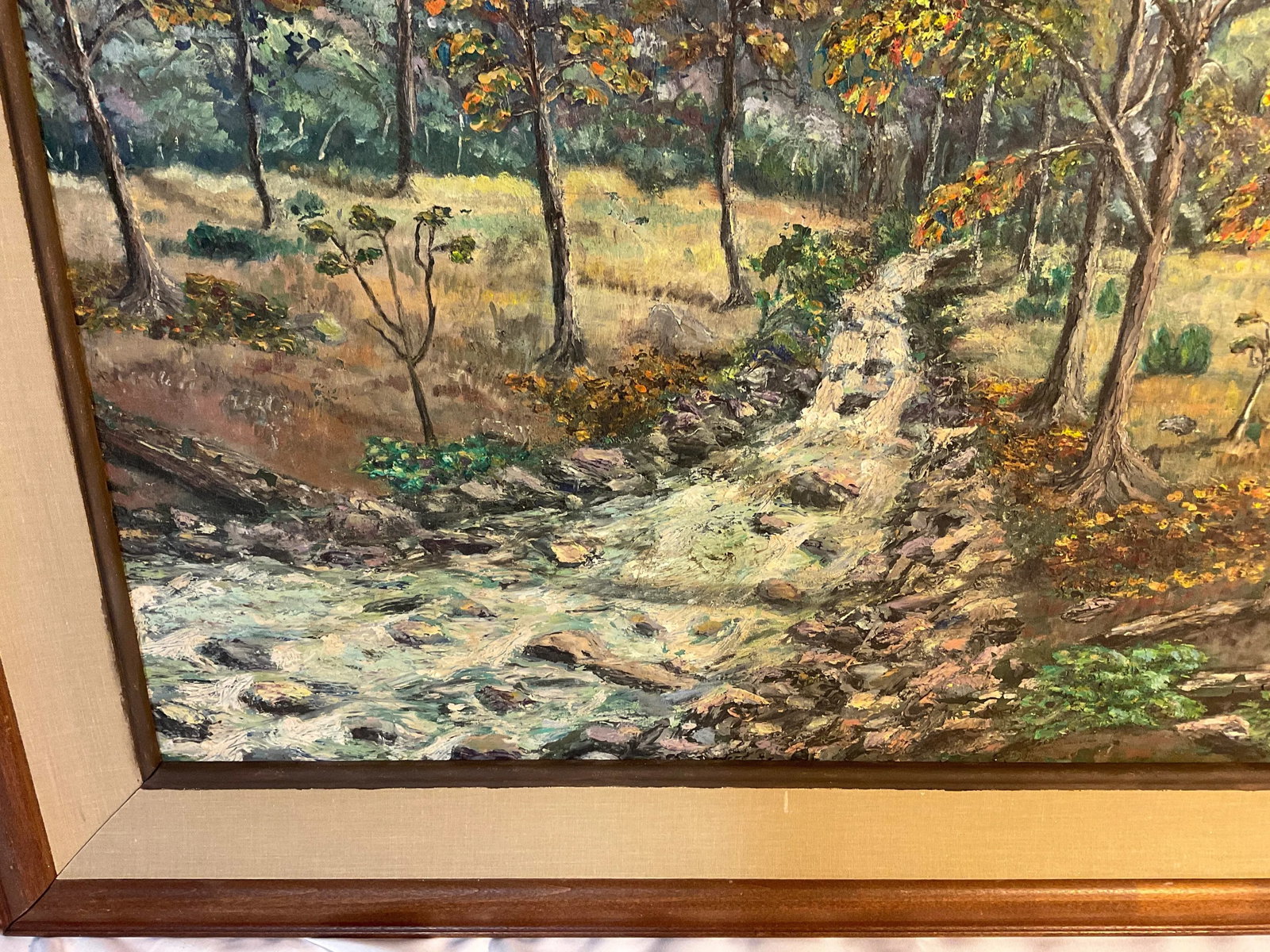 1960s Impressionist Landscape Oil Painting "Imaginary Mountain Woods" by Jenkins - 5