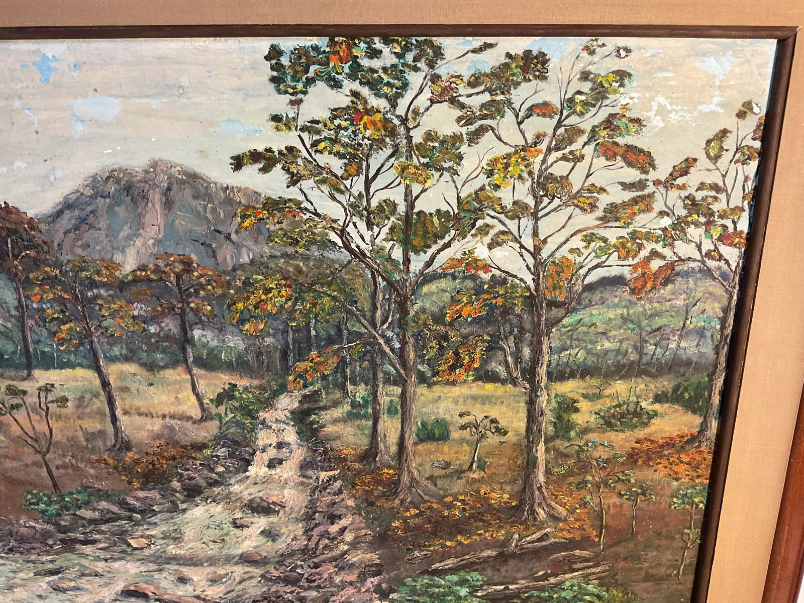 1960s Impressionist Landscape Oil Painting "Imaginary Mountain Woods" by Jenkins - 6