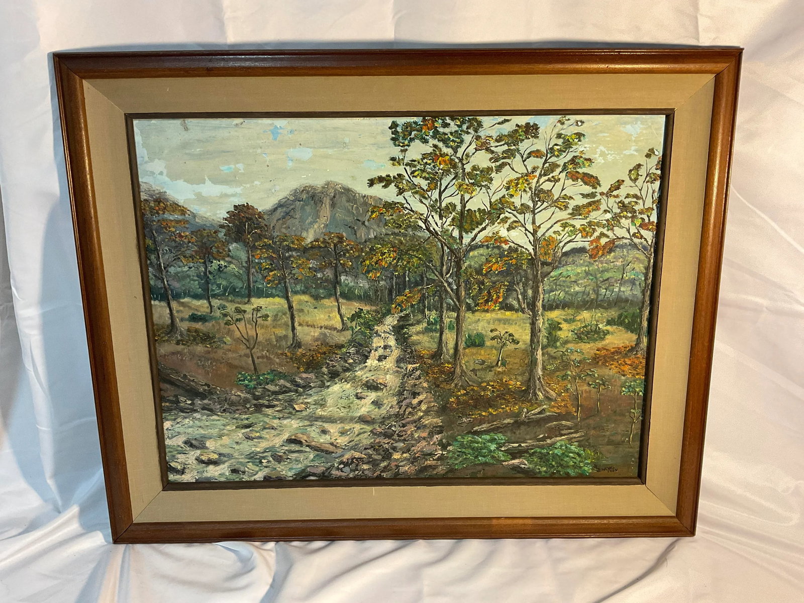 1960s Impressionist Landscape Oil Painting "Imaginary Mountain Woods" by Jenkins - 7