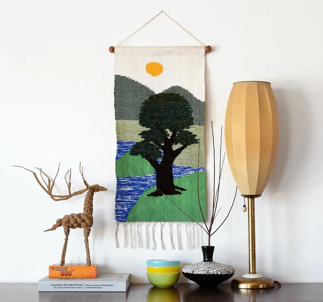 Mid-Century Nature Scene Tapestry Wallhanging - 11