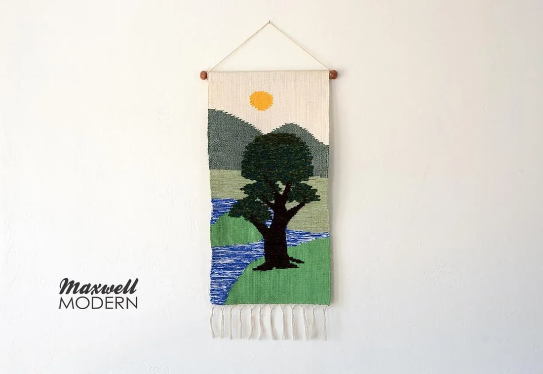 Mid-Century Nature Scene Tapestry Wallhanging - 2