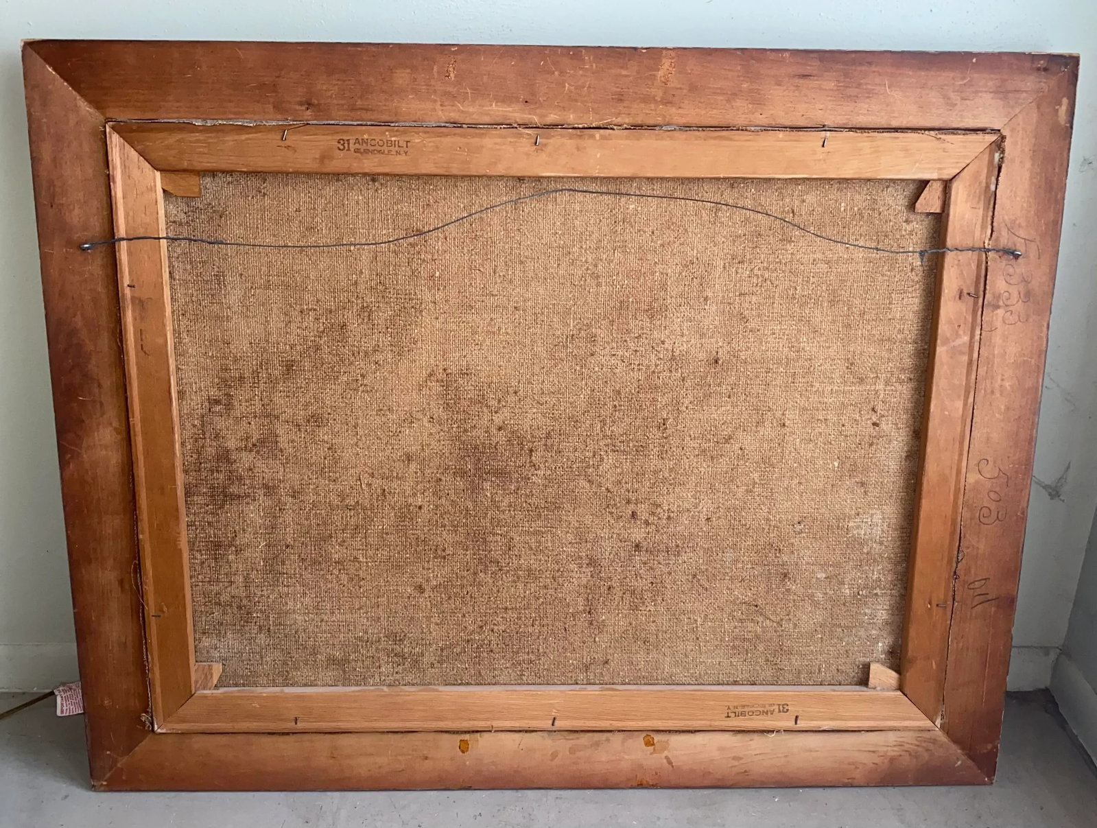 Rare Old Barbizon Style Landscape Painting With Sheep on Burlap Signed - 10
