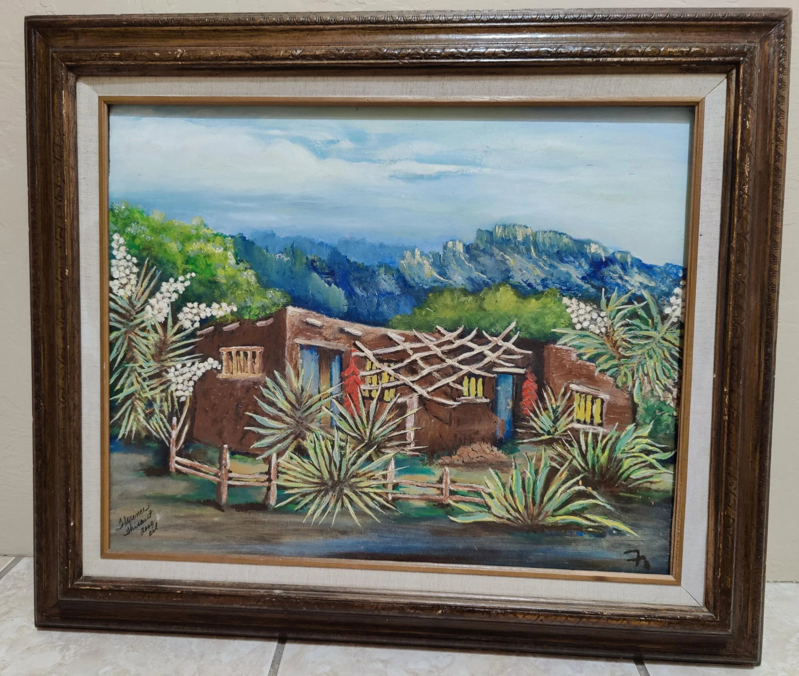 Original Southwest Oil Painting "Ranchero" Landscape Mountain Scene- Signed Florence Thibault - 13