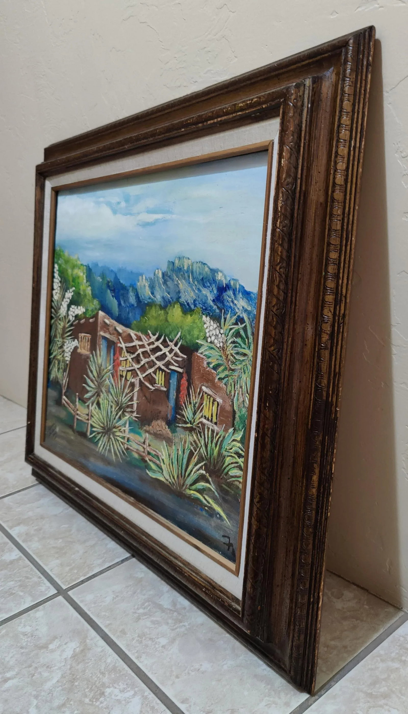 Original Southwest Oil Painting "Ranchero" Landscape Mountain Scene- Signed Florence Thibault - 7