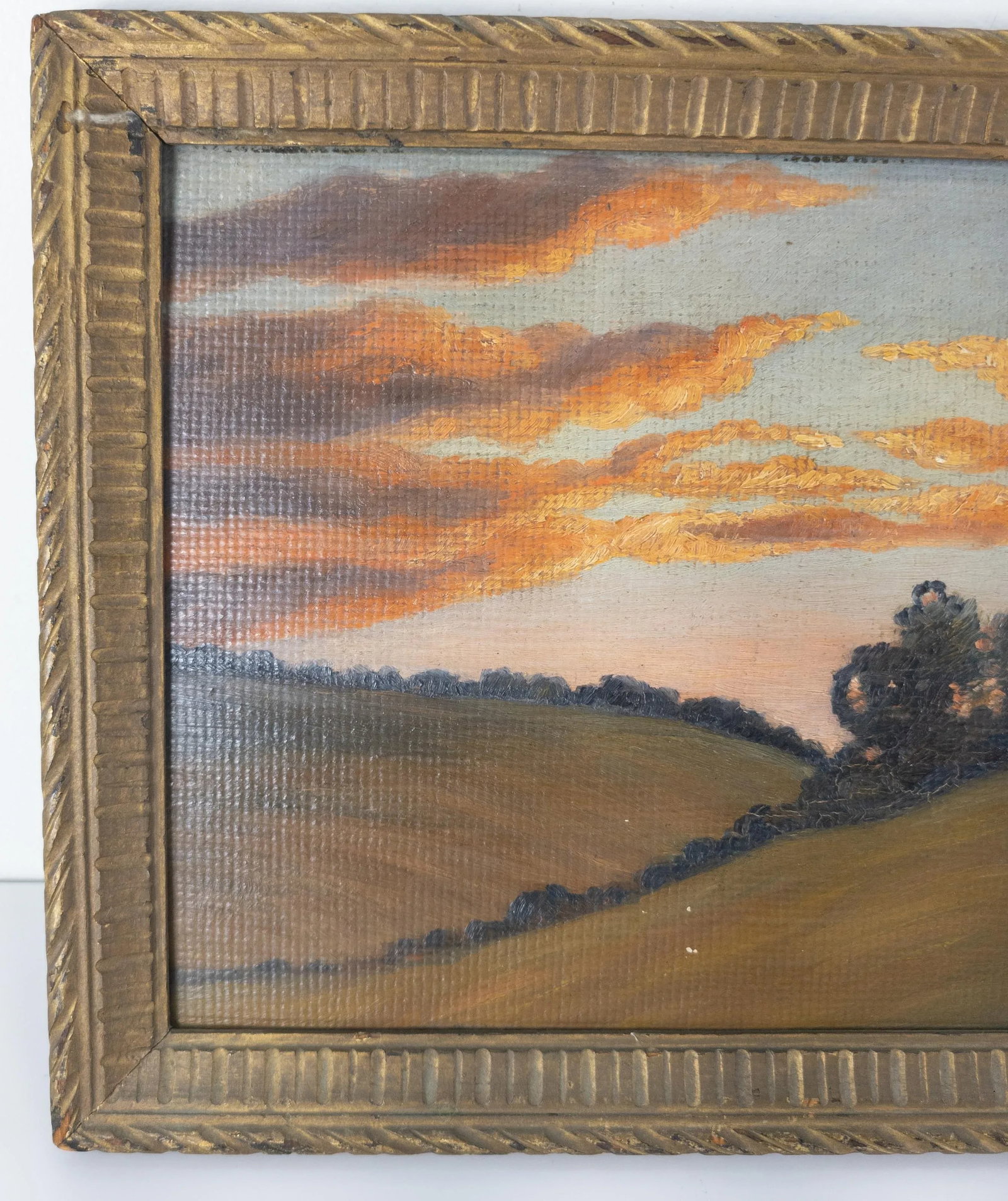 Early 20th Century Folky American Luminist Landscape Painting Signed - 3