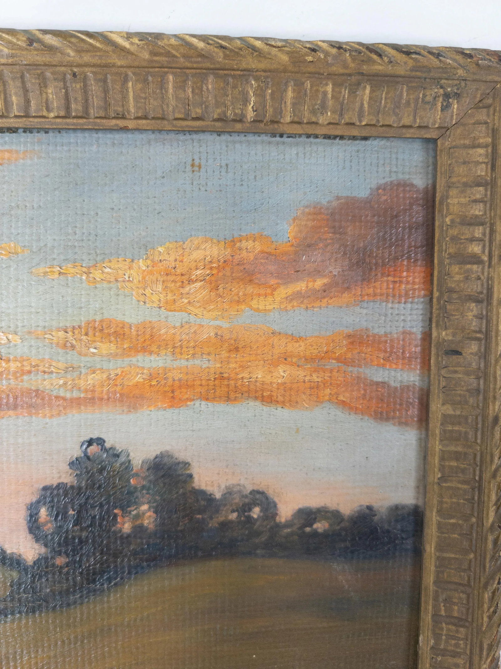 Early 20th Century Folky American Luminist Landscape Painting Signed - 5