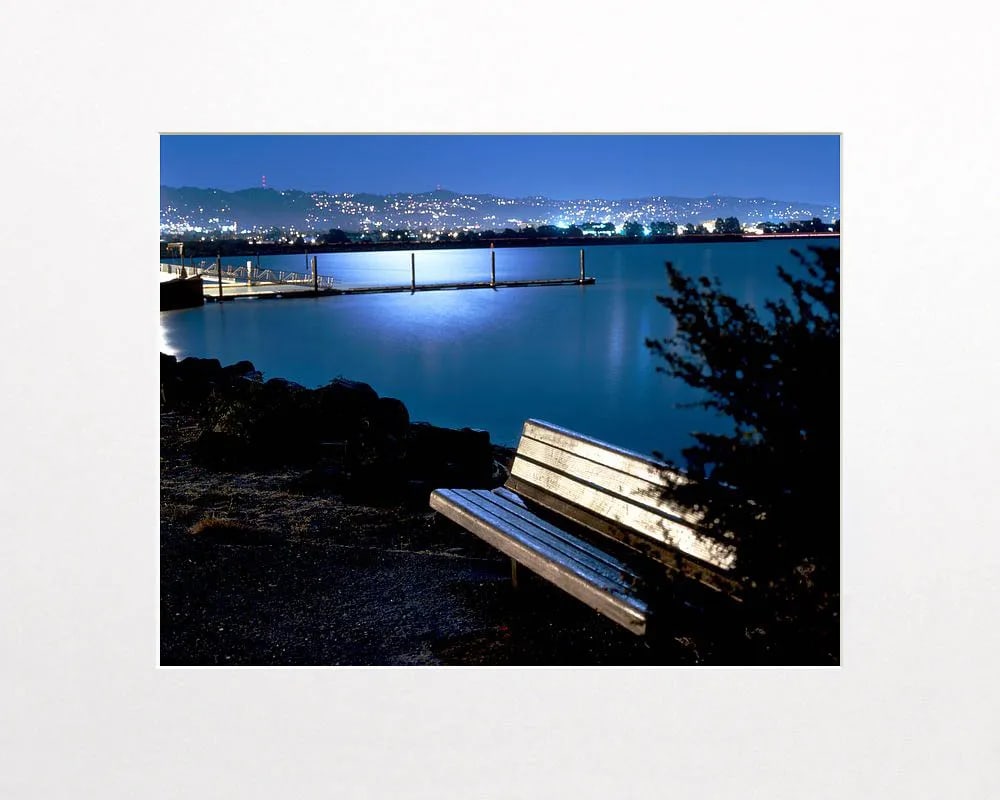Contemporary Night Photograph "Moonlit Bench" by John Vias - 2