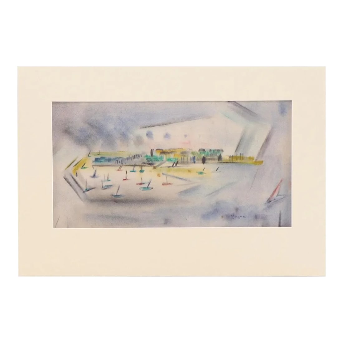 Original Vintage Signed Yngve H. Olsen Landscape Watercolor Painting: Yngve H. Olsen (American, 1905 - 2000) Unntitled (coast), mid-20th century Double-sided watercolor painting on paper Signed to lower right Another landscape with lake & boats Excellent condition Dimen
