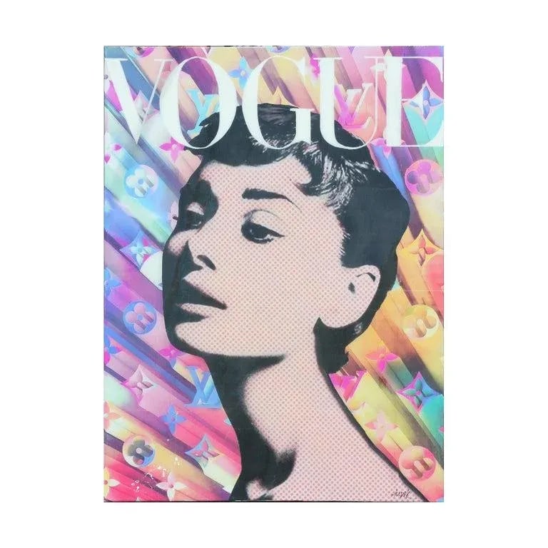 "Audrey Hepburn Vogue" Contemporary Mixed-Media Collage by Jim Hudek - 7