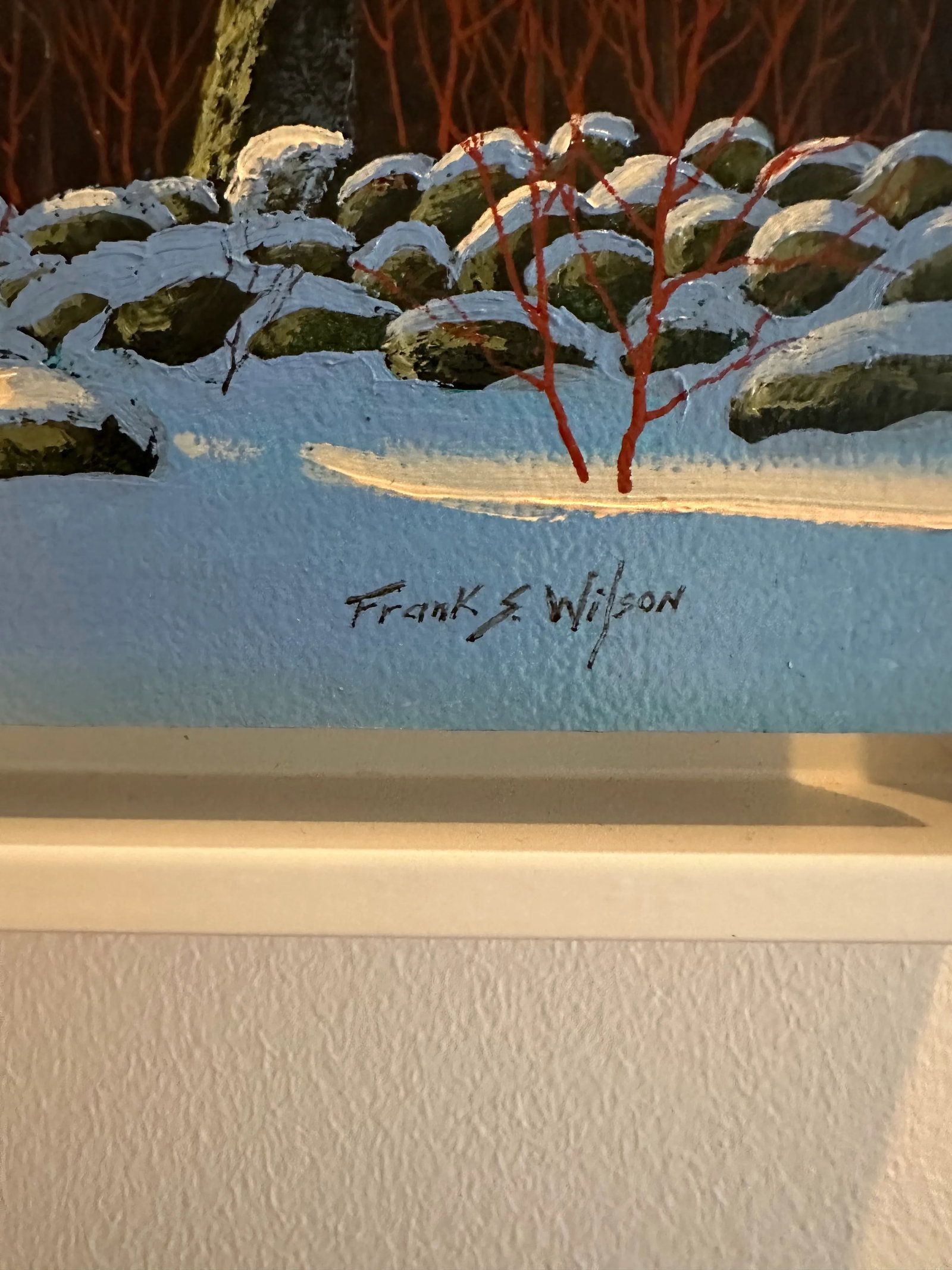 "Vermont Wall With Snow" Realist Landscape Framed Oil Painting - 2