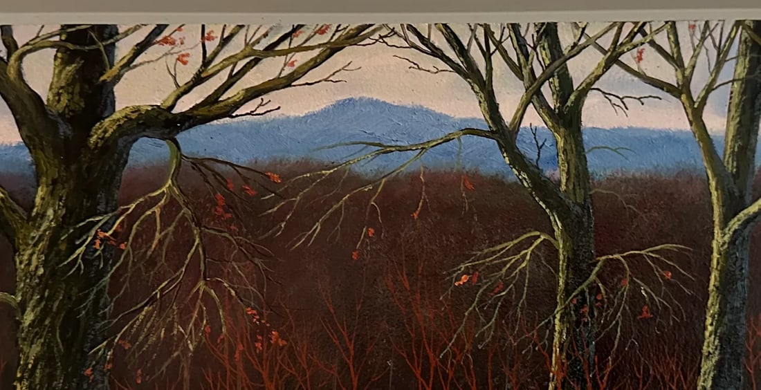 "Vermont Wall With Snow" Realist Landscape Framed Oil Painting - 4