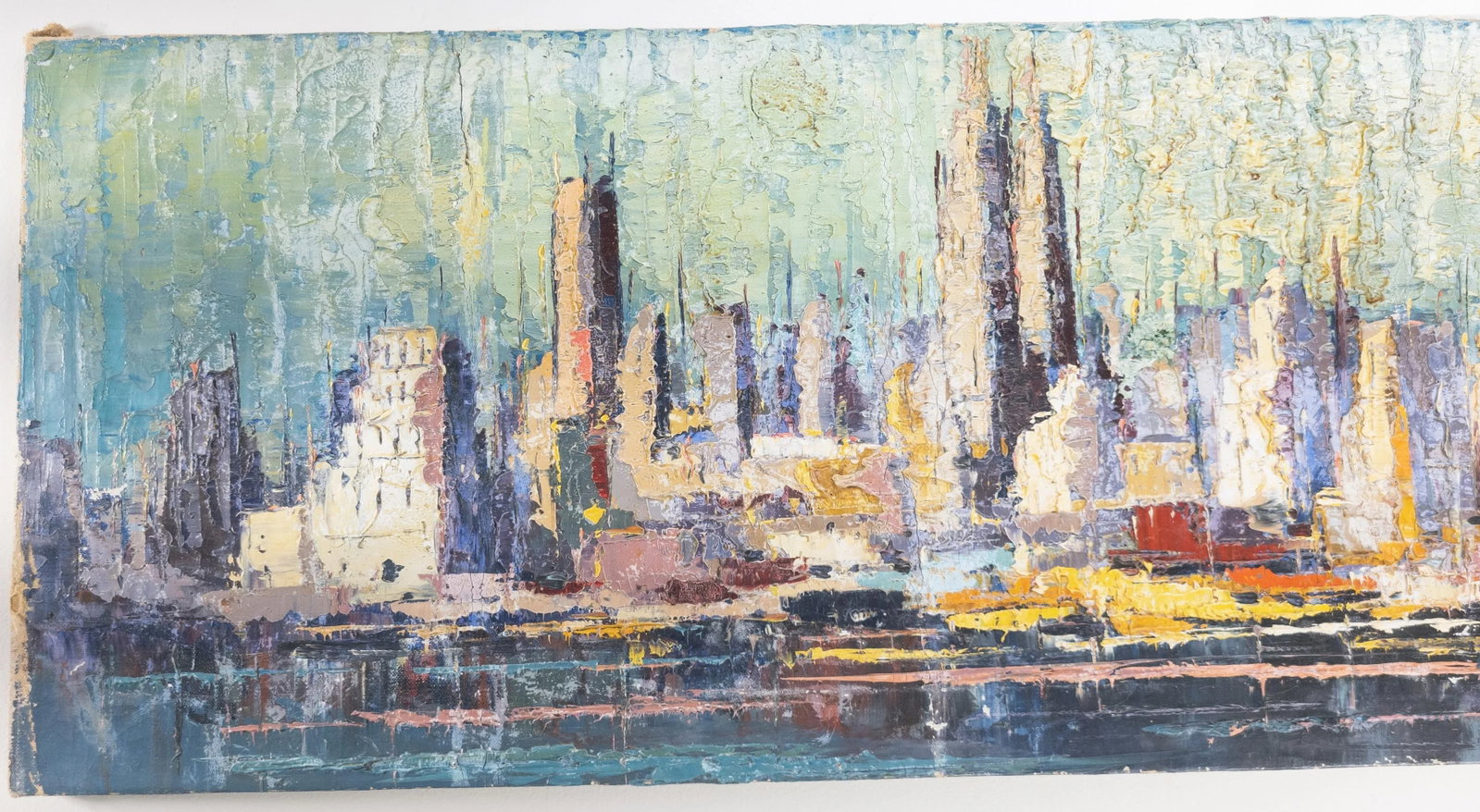 Mid-Century Modern Abstract Impressionist Oil Painting Cityscape of New York City - 2