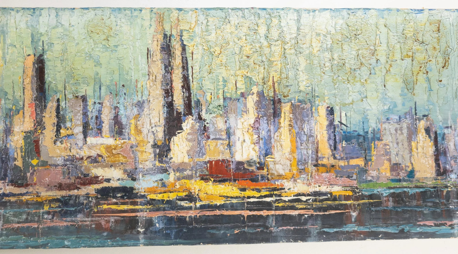 Mid-Century Modern Abstract Impressionist Oil Painting Cityscape of New York City - 3