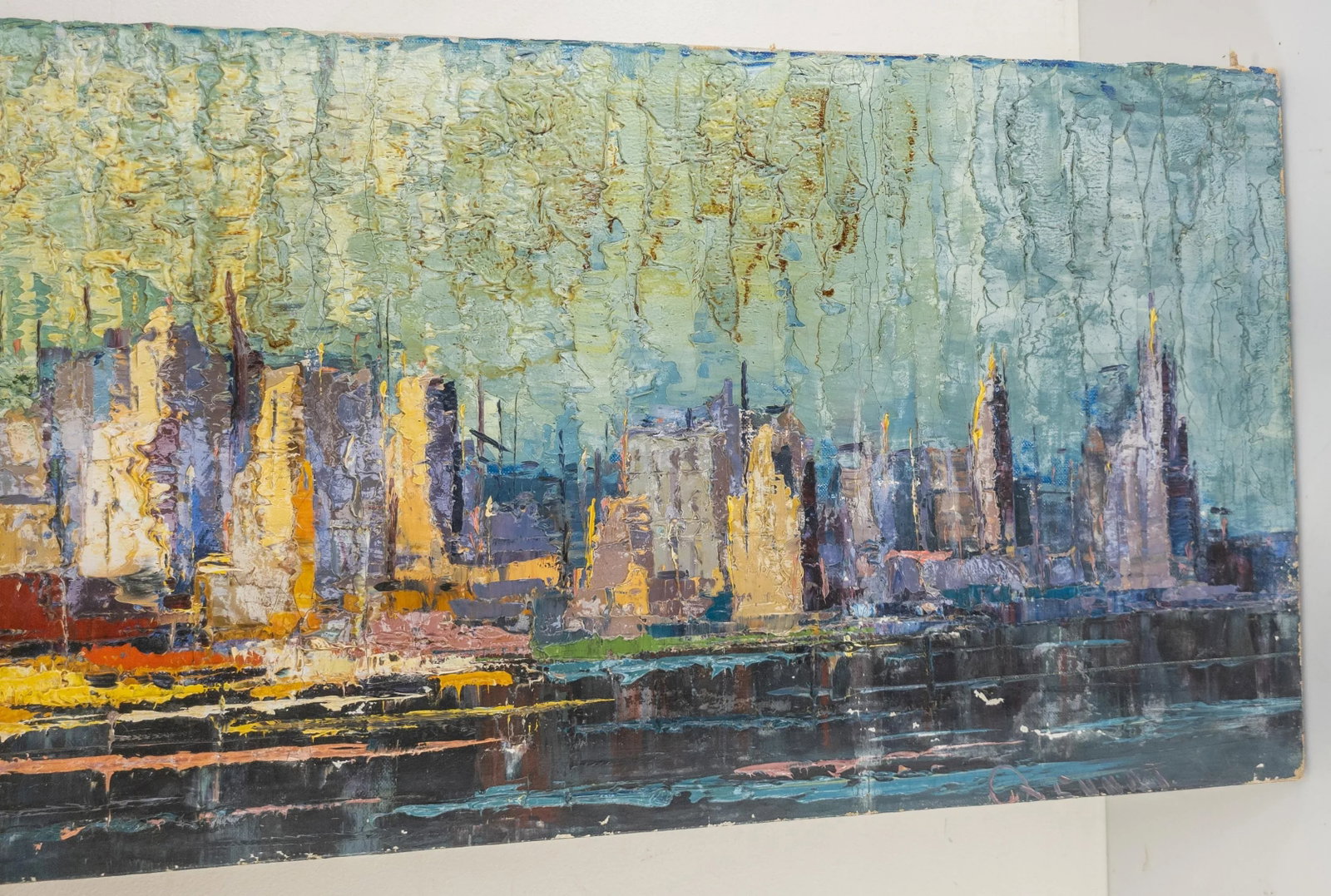 Mid-Century Modern Abstract Impressionist Oil Painting Cityscape of New York City - 4