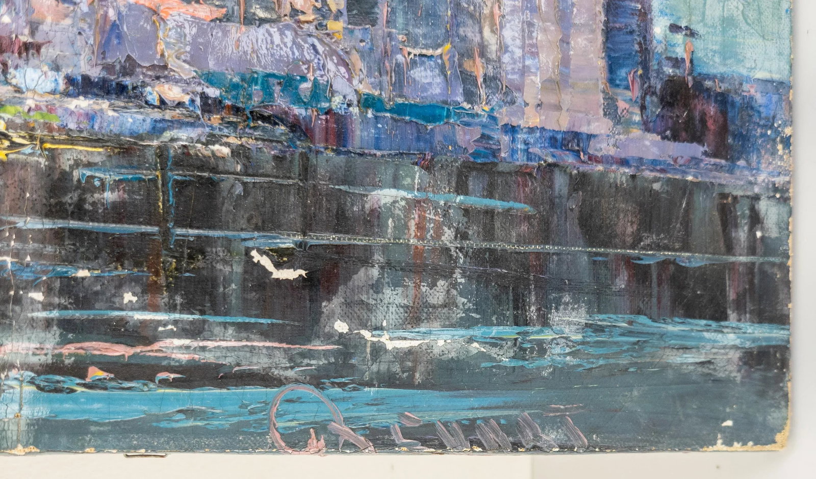 Mid-Century Modern Abstract Impressionist Oil Painting Cityscape of New York City - 5