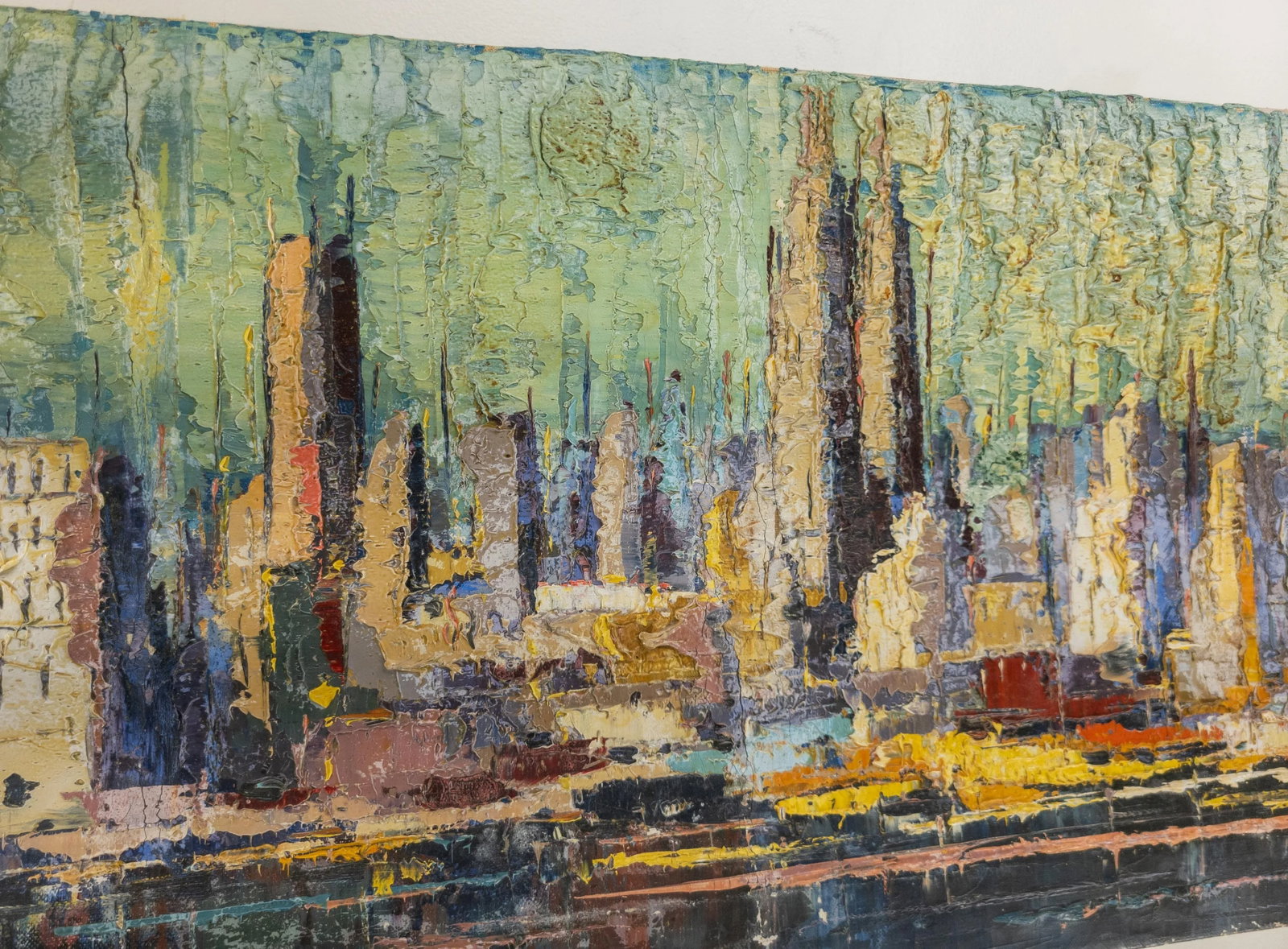 Mid-Century Modern Abstract Impressionist Oil Painting Cityscape of New York City - 6
