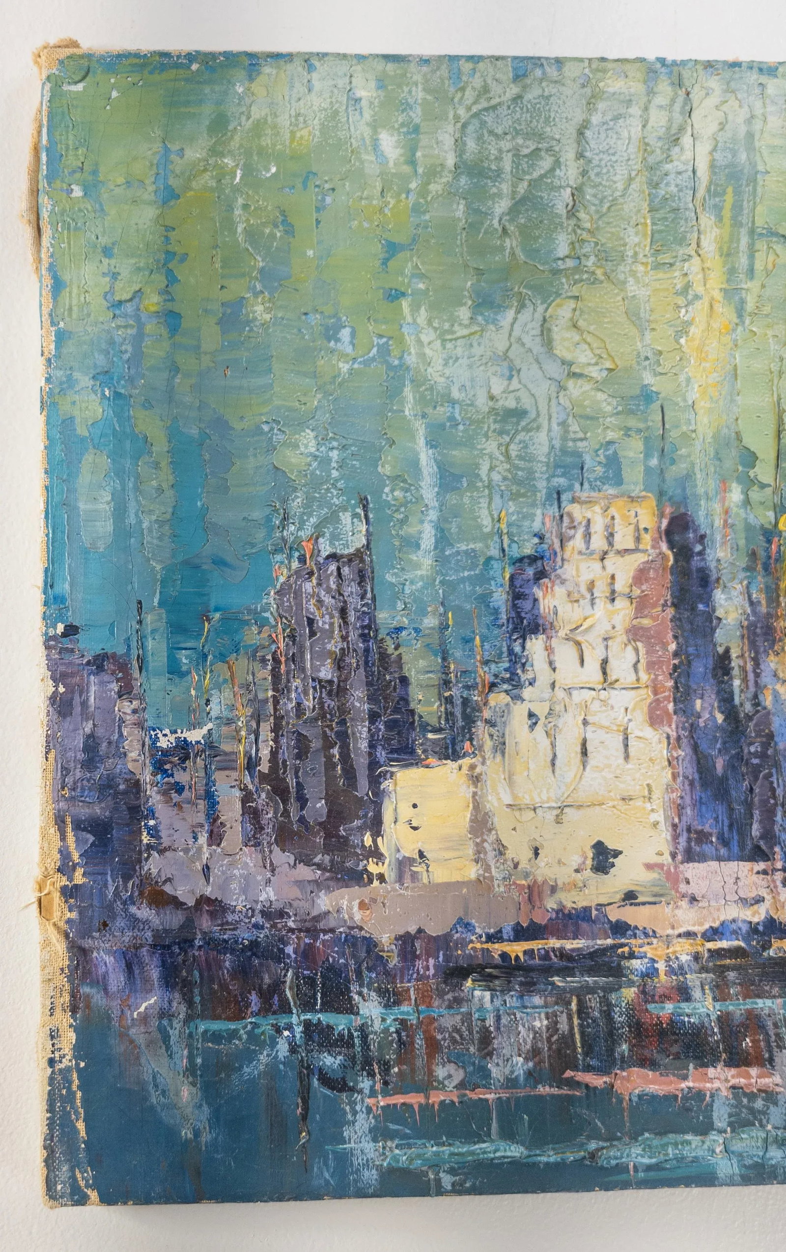 Mid-Century Modern Abstract Impressionist Oil Painting Cityscape of New York City - 7