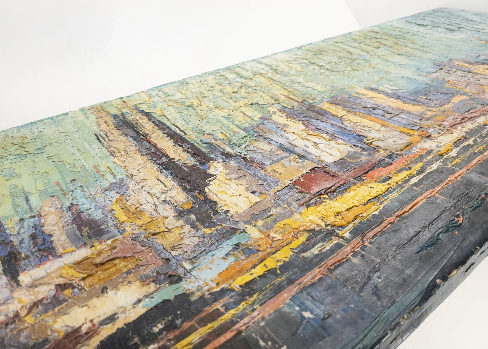 Mid-Century Modern Abstract Impressionist Oil Painting Cityscape of New York City - 8