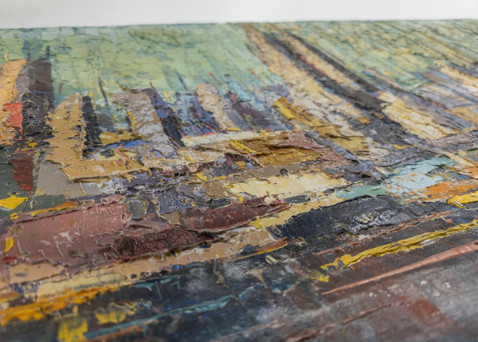 Mid-Century Modern Abstract Impressionist Oil Painting Cityscape of New York City - 9