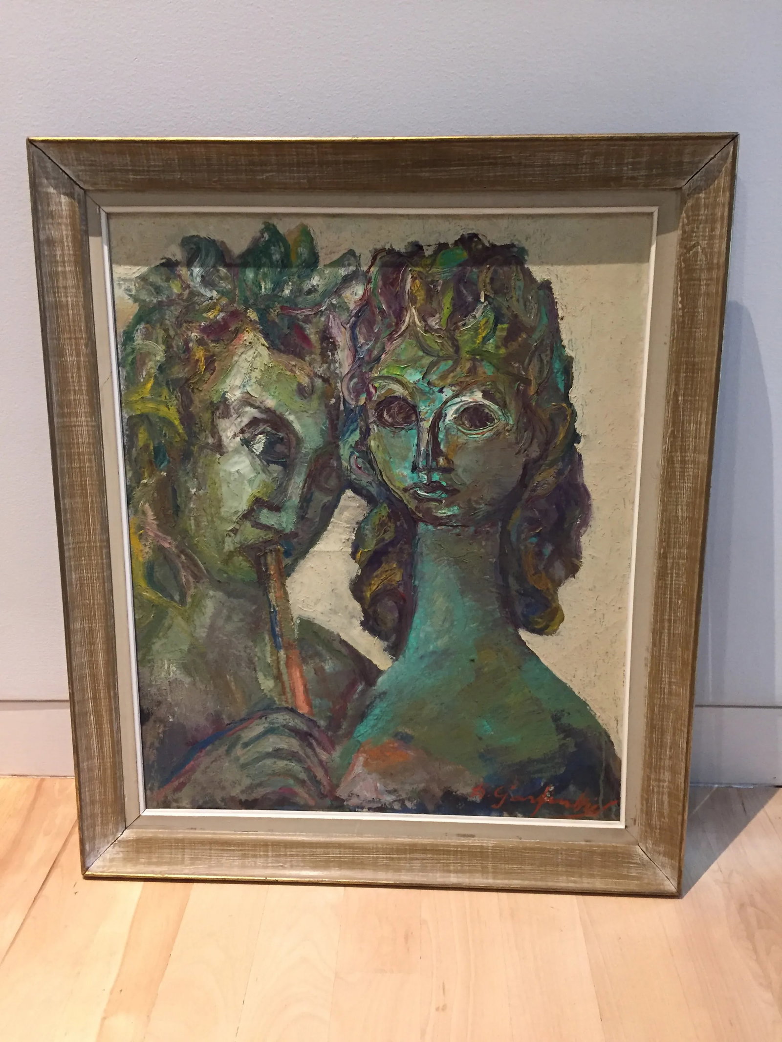 1950's Mid-Century Modern "Reviere Maternite" Painting by David Garfinkiel - 11