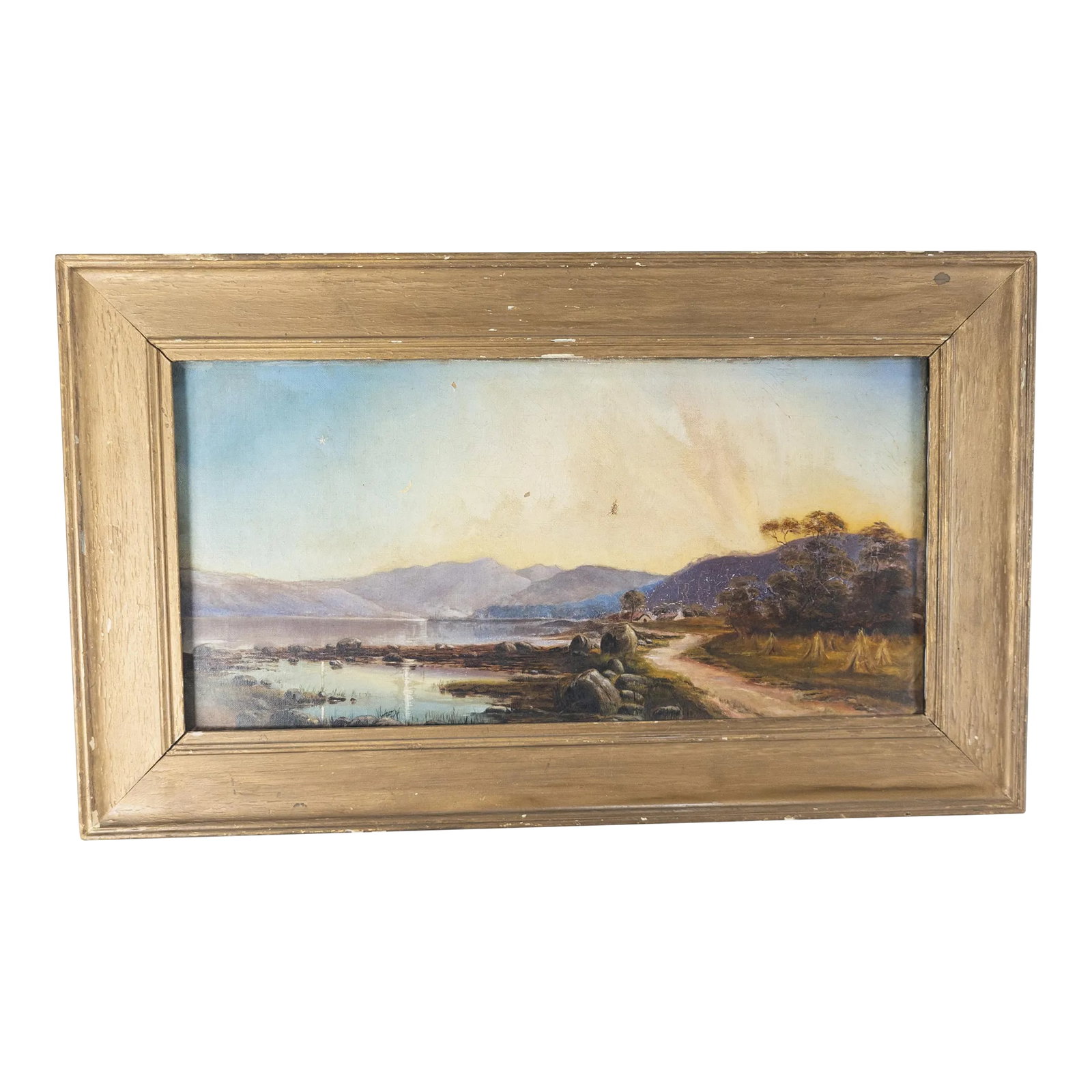 19th Century Scottish Oil Landscape Painting With Edinburgh Labels: We are selling this early 19th century Scottish landscape painting. This painting appears to be a scottish landscape, the front of the painting is unsigned. The reverse has Doig, Wilson, & Wheatley