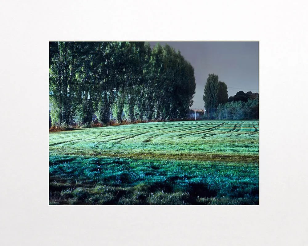 Contemporary Night Photograph "Tracks in Field" by John Vias - 2