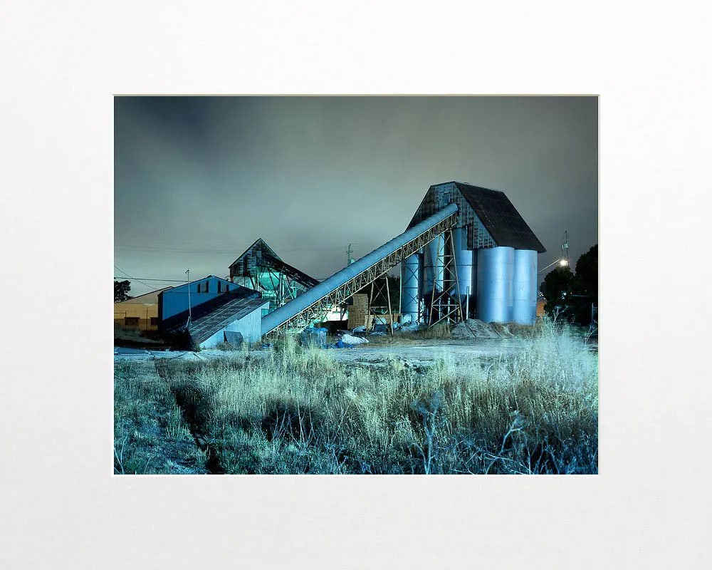 Contemporary Night Photograph "Conveyor and Silos" by John Vias - 2