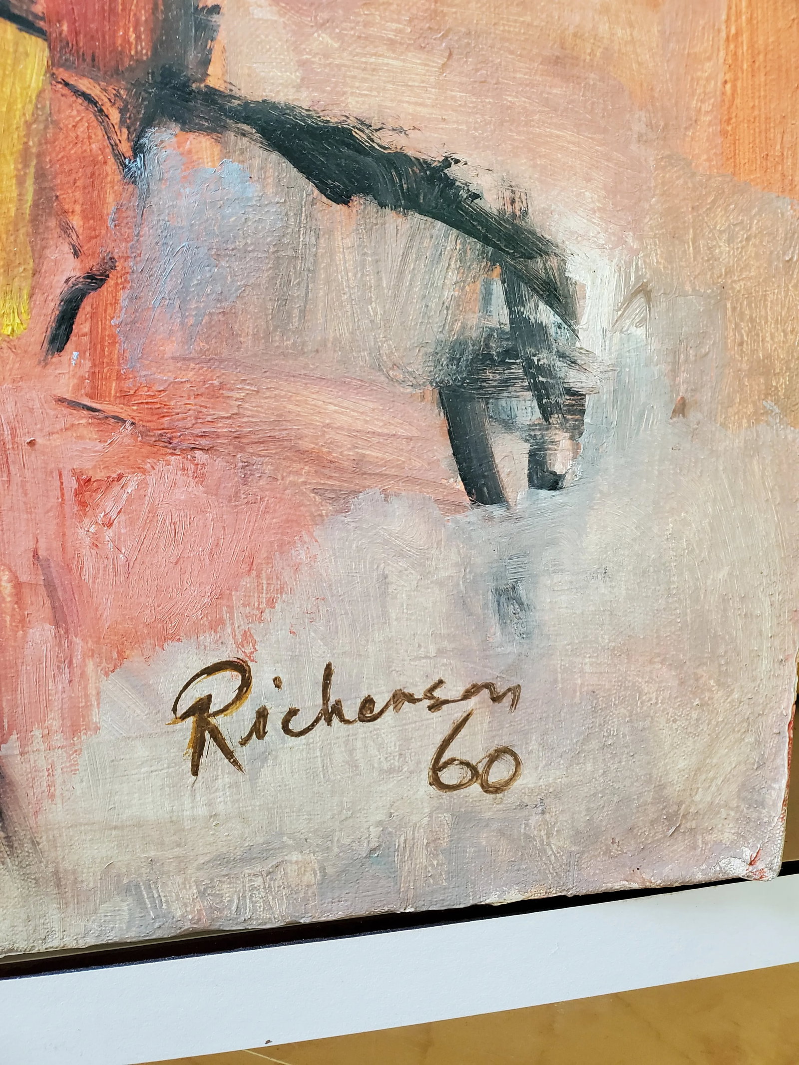 1960s Mid Century Modern Vintage Abstract Expressionist Signed Painting - 3