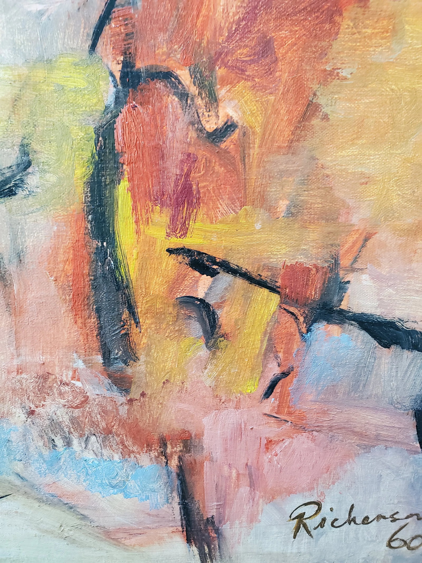 1960s Mid Century Modern Vintage Abstract Expressionist Signed Painting - 6