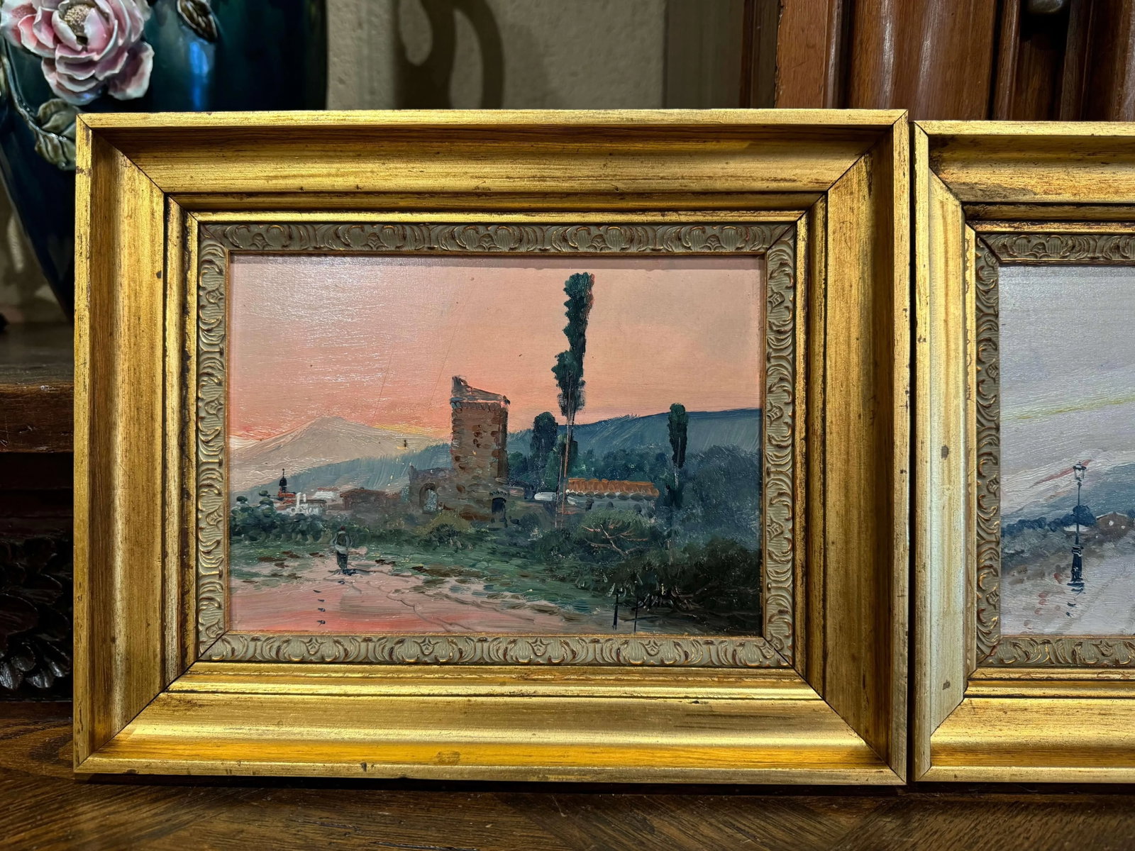 Pair Mid-Century French Paintings on Board in Gilt Frames Signed F. Blanco - 3
