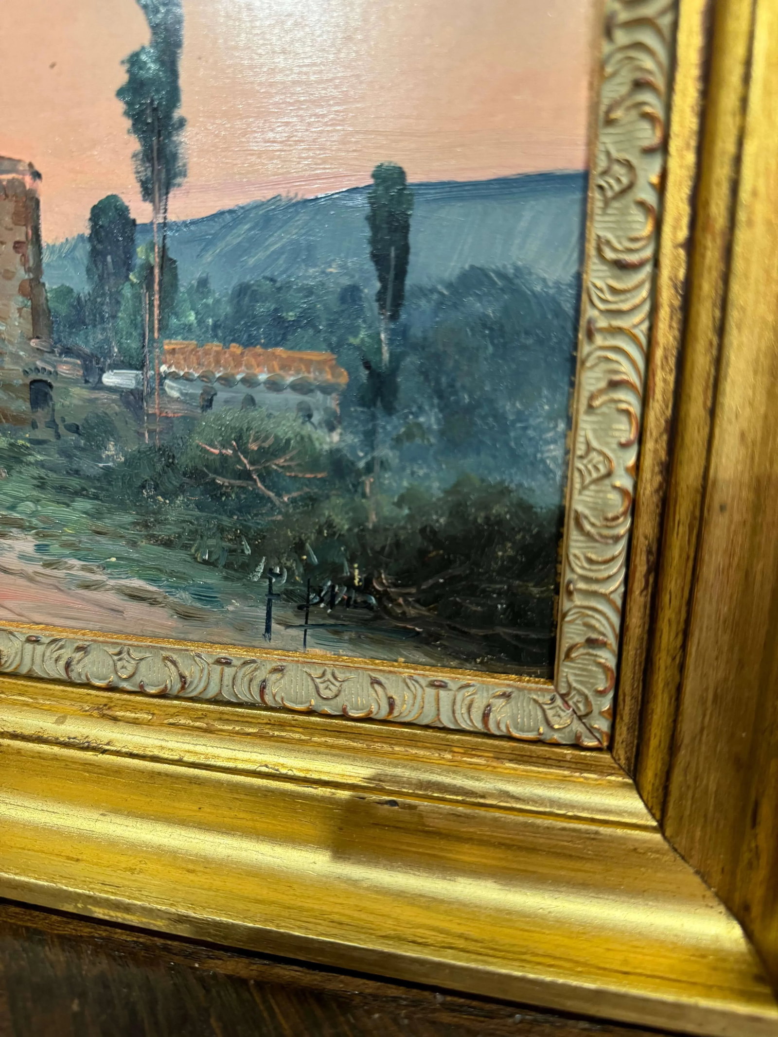 Pair Mid-Century French Paintings on Board in Gilt Frames Signed F. Blanco - 5
