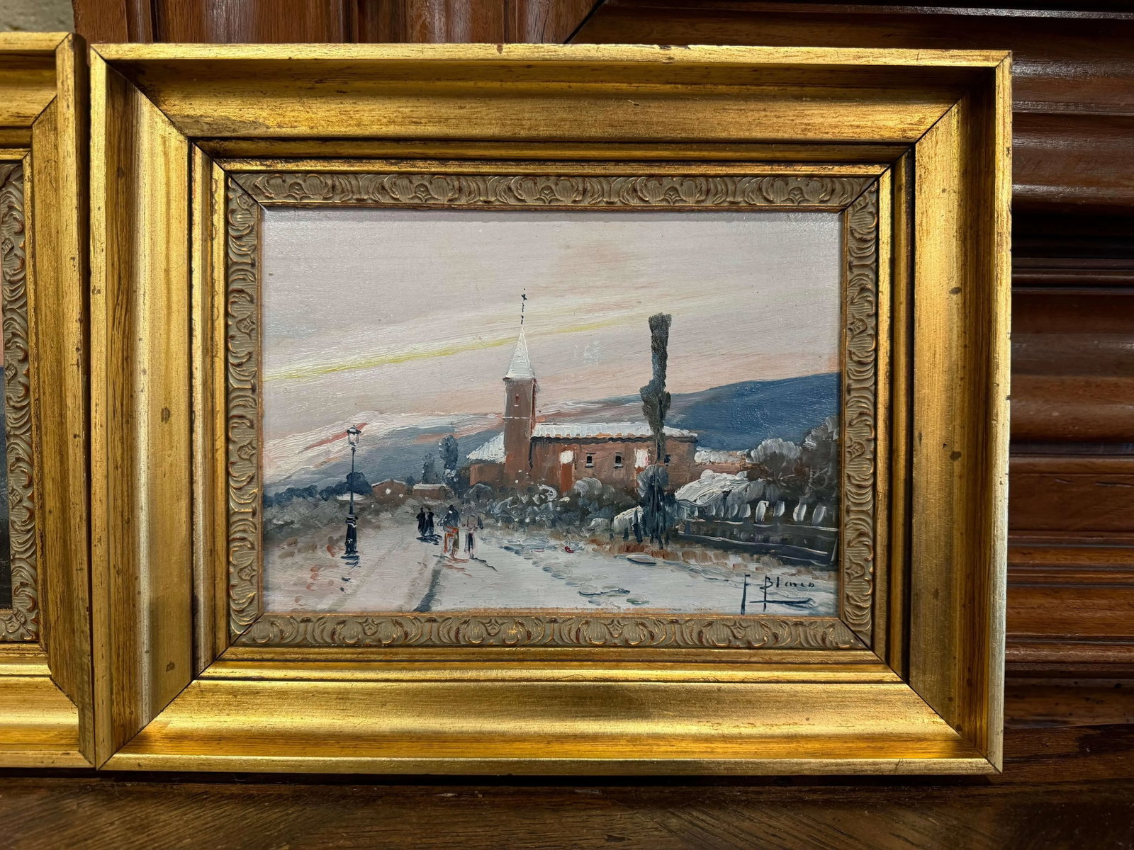 Pair Mid-Century French Paintings on Board in Gilt Frames Signed F. Blanco - 6
