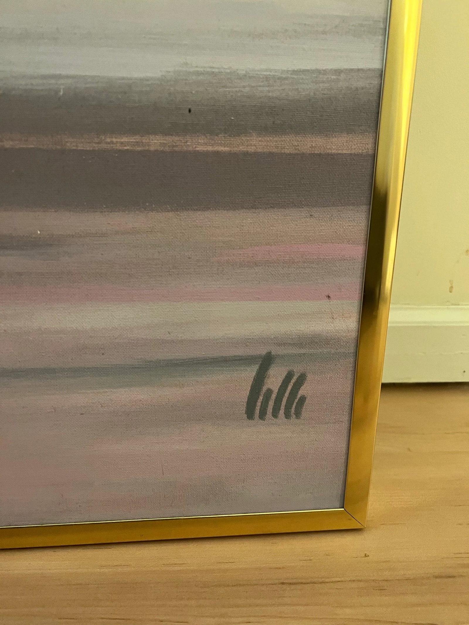 Vintage Abstract Pastel Oil Painting on Canvas Painting Signed Lilli - 4