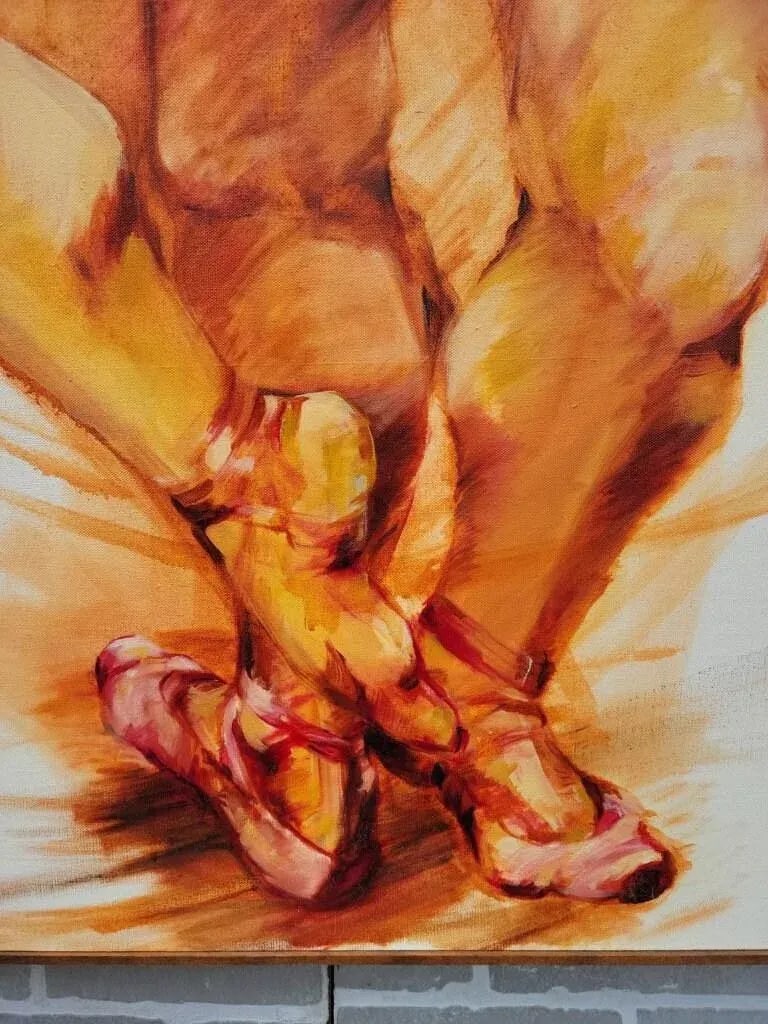Vintage Figural Oil Painting of Ballet Dancers - 4