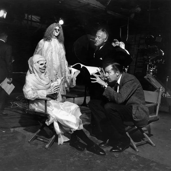 Director William Castle With Vincent Price on the Set of "13 Ghosts" 1960: Director William Castle with Vincent Price on the set of "13 Ghosts" 1960. 11" x 14" silver gelatin fiber based print signed on verso by the photographer, Sid Avery. Edition #13 out of 70. Condition: 