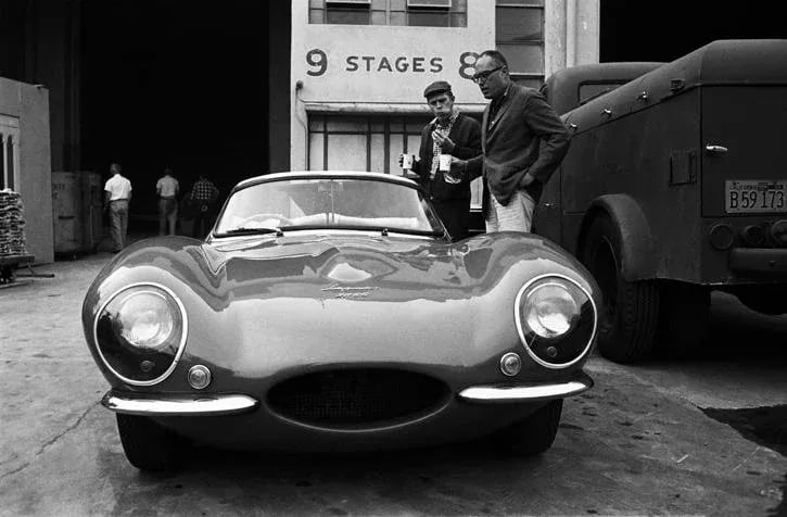 Steve McQueen and His Xk-Ss Jaguar With Director John Sturges 1960 - 4