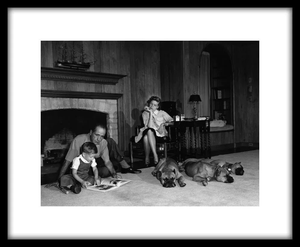 Humphrey Bogart, Lauren Bacall and Their Son, Stephen, at Home 1952 (Photo by Sid Avery) - 2